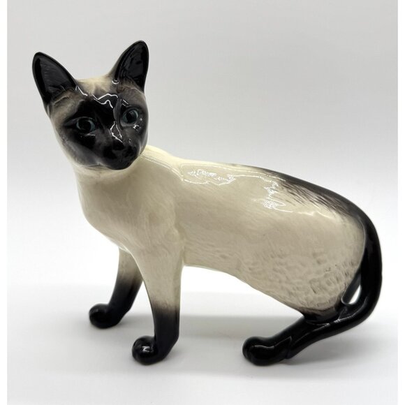 Vintage Beswick England Standing Cream Black Siamese Cat Figurine 6” - Picture 1 of 6